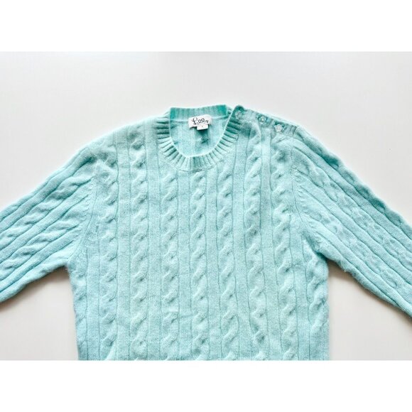 LILLY PULITZER Turquoise 100% Cashmere Cable Knit Crew Neck Sweater, Size S - Picture 6 of 11
